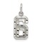 Sterling Silver Small #6 Charm Number Pendant Jewelry 20mm x 7mm